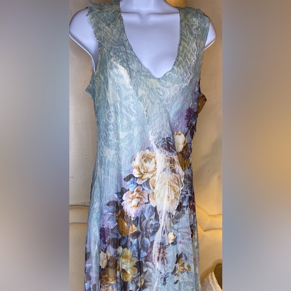 Komarov Pastel Crinkle Chiffon Midi Dress w/ Slip – Size XL - Picture 2 of 9